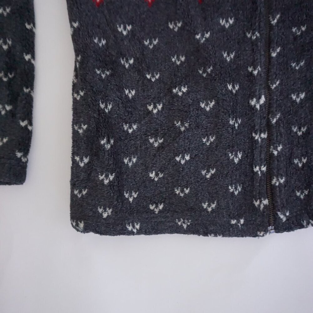 Barrage Collection Gray Nordic Snowflake Zip Jacket Winter Fair Isle Cabincore L - Picture 7 of 11